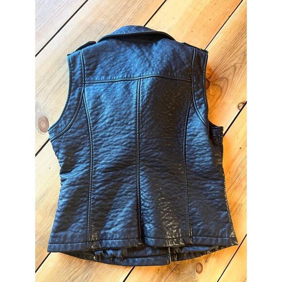 NWT! Sophie Max Women's Black Faux Leather Biker Punk Rock Vest Size Large - Picture 8 of 9